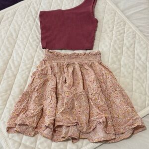 Wild Fable Floral Skater Skirt in Pink and Yellow